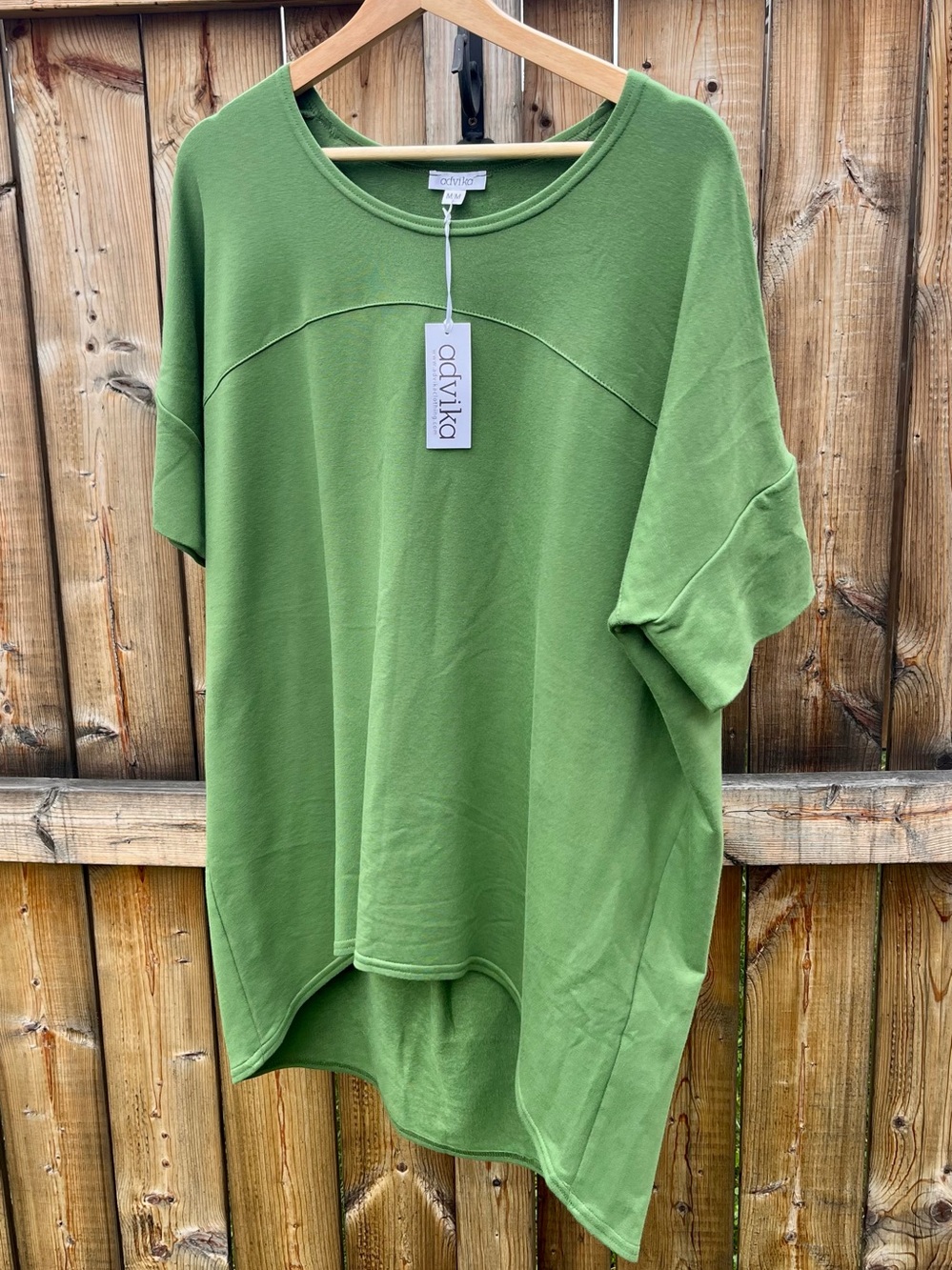 Advika Olive Green Oversized Women's Tunic Top. Sustainably made in Montreal.
